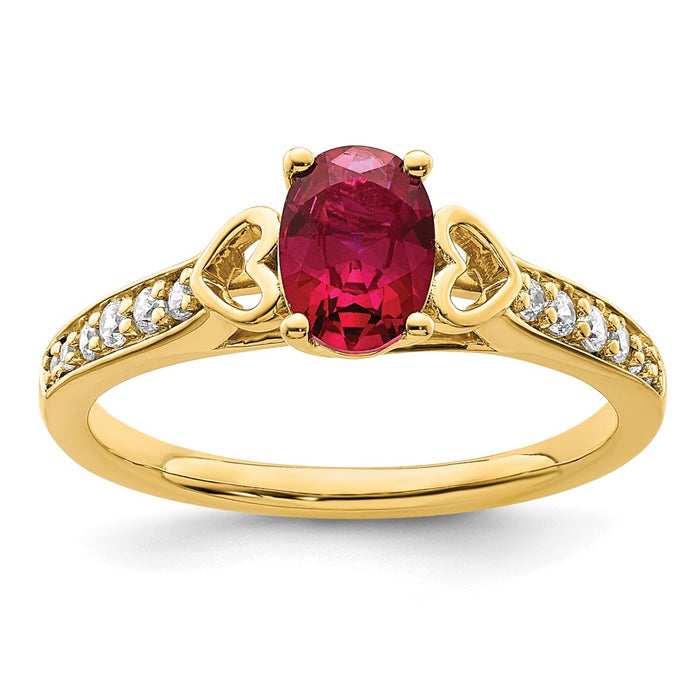 Buy Stylish 14K Gold Ruby & Diamond Ring - 0.85mm with Heart Accents-1