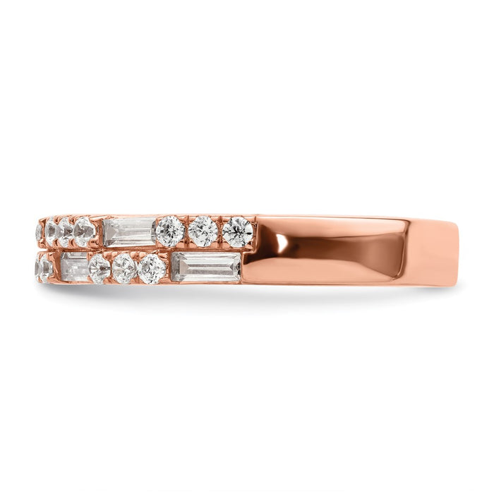 Exclusive 14K Rose Gold 1 Carat Round & Baguette Diamond Wedding Band - Stylish Value-3