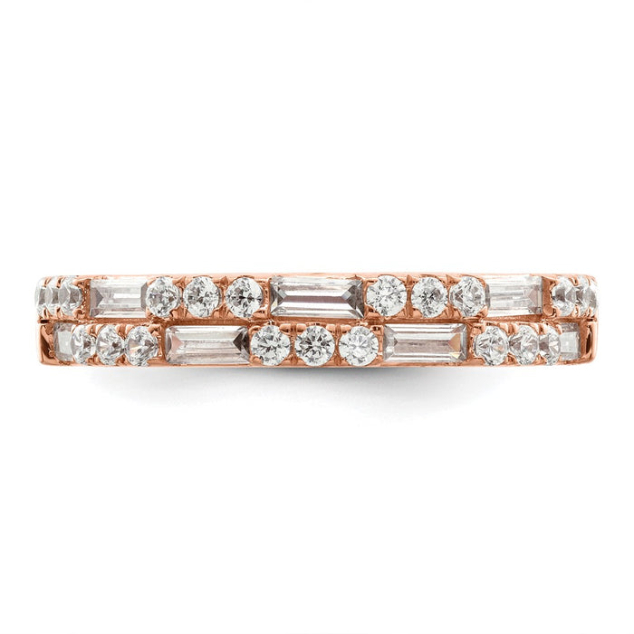 Exclusive 14K Rose Gold 1 Carat Round & Baguette Diamond Wedding Band - Stylish Value-4