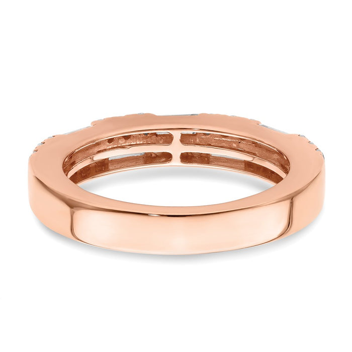 Exclusive 14K Rose Gold 1 Carat Round & Baguette Diamond Wedding Band - Stylish Value-5