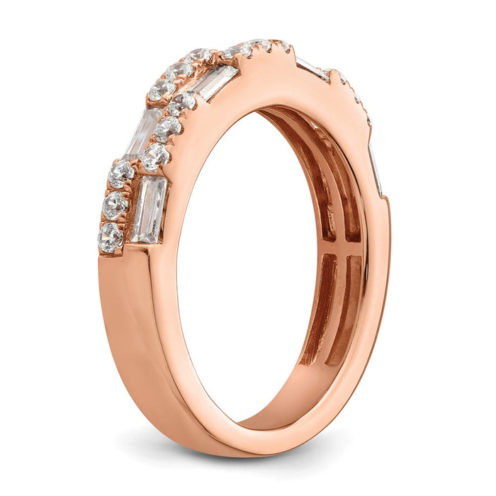 Exclusive 14K Rose Gold 1 Carat Round & Baguette Diamond Wedding Band - Stylish Value-6