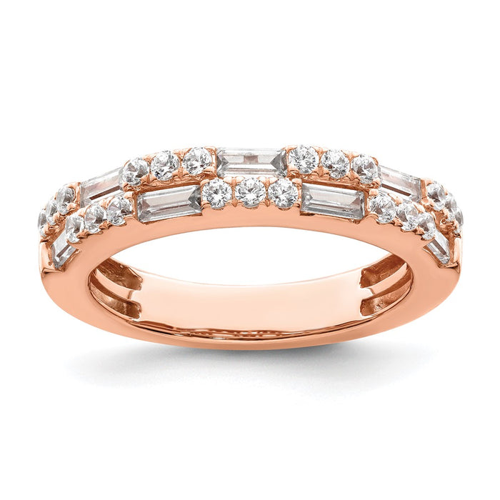 Exclusive 14K Rose Gold 1 Carat Round & Baguette Diamond Wedding Band - Stylish Value-1