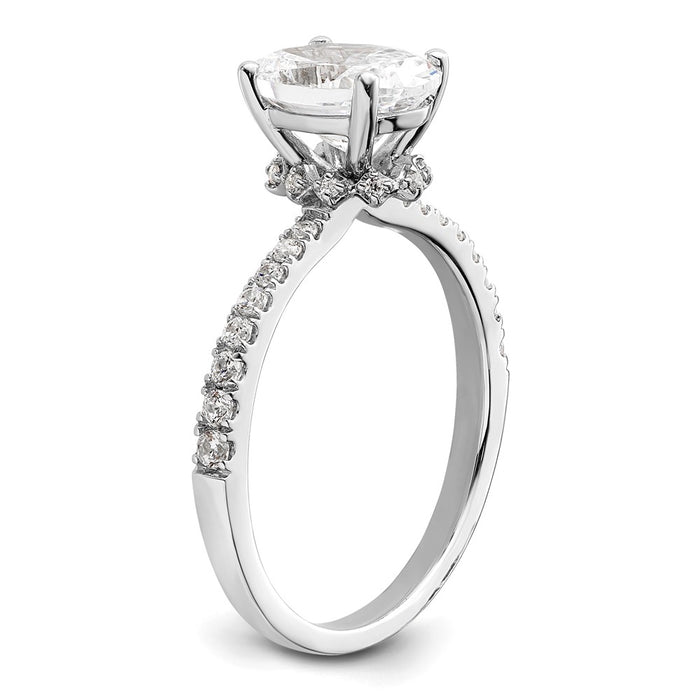 High-Quality 14K White Gold Semi-Mount Engagement Ring for 1.5 Carat Oval-6