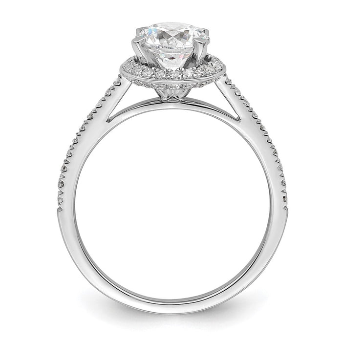 Buy Stylish 14K White Gold Vintage Halo Engagement Ring for 1 Carat Center-2