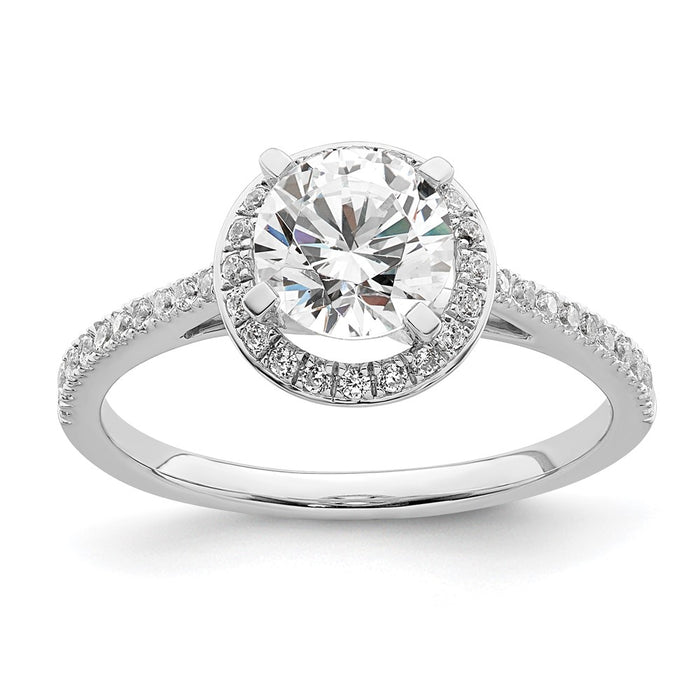 Buy Stylish 14K White Gold Vintage Halo Engagement Ring for 1 Carat Center-1