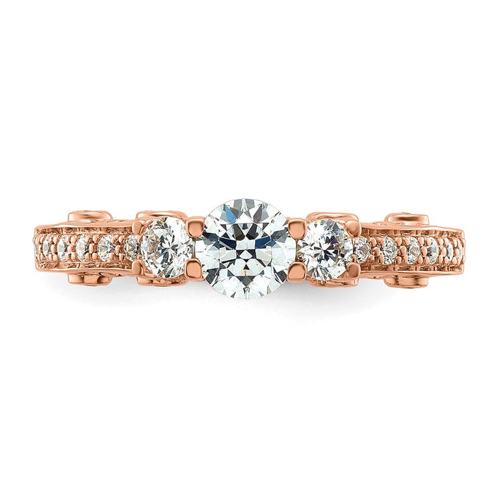 Buy Stylish 14K Rose Gold Three-Stone Diamond Semi-Mount Engagement Ring-4