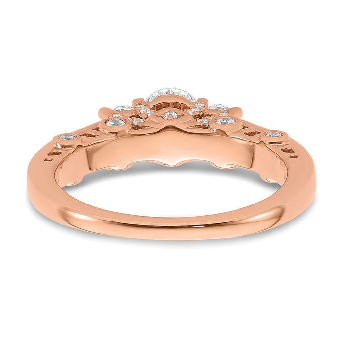 Buy Stylish 14K Rose Gold Three-Stone Diamond Semi-Mount Engagement Ring-5