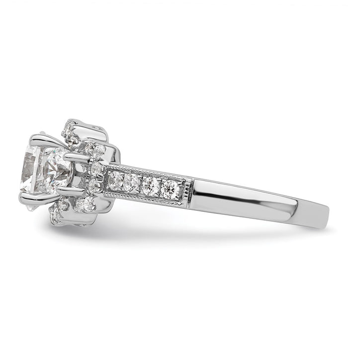 Buy Stylish 14K White Gold 3-Stone Halo Semi-Mount Engagement Ring, 1 Carat-3