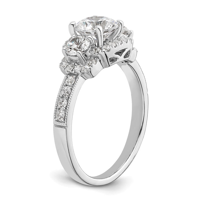 Buy Stylish 14K White Gold 3-Stone Halo Semi-Mount Engagement Ring, 1 Carat-6