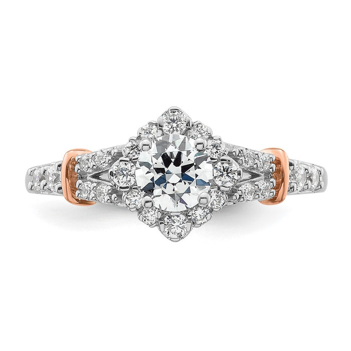 Buy 14K Two-Tone Vintage Halo Diamond Semi-Mount Ring | Stylish Value!-4