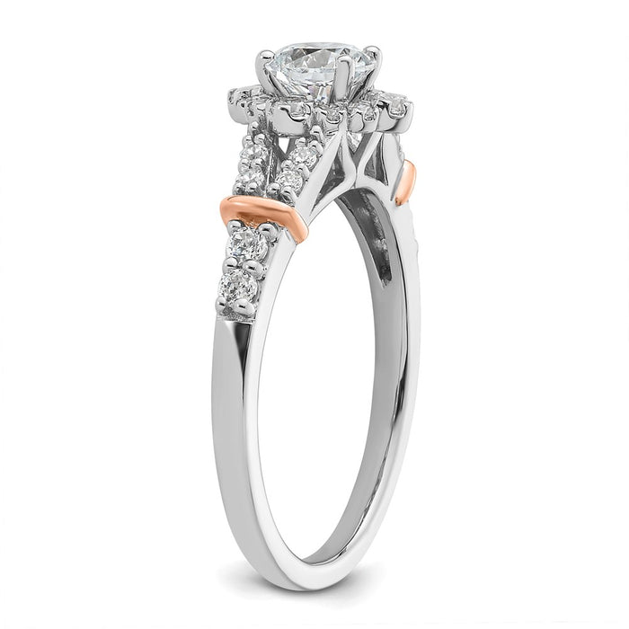 Buy 14K Two-Tone Vintage Halo Diamond Semi-Mount Ring | Stylish Value!-6