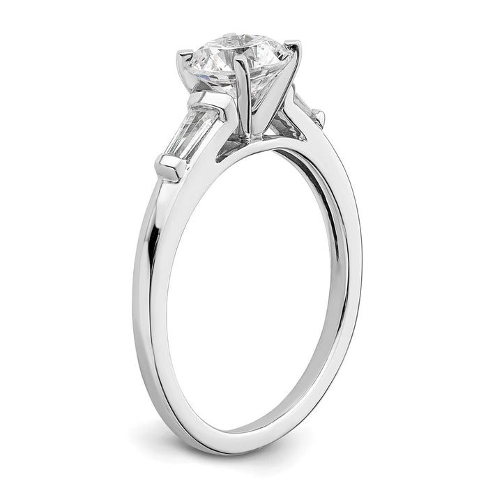 High-Quality 14K White Gold Semi-Mount Engagement Ring with Baguette Diamonds-6