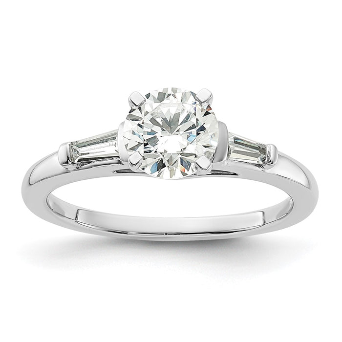 High-Quality 14K White Gold Semi-Mount Engagement Ring with Baguette Diamonds-1
