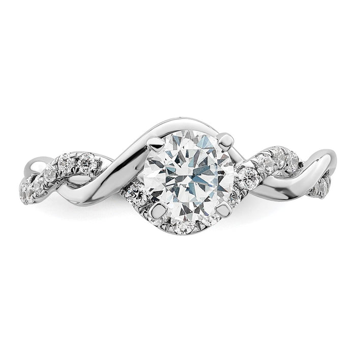 Exclusive 14K White Gold Twisted Semi-Mount Ring for 5/8 Carat Stone - Stylish Design with 1/4 Carat Diamonds-4