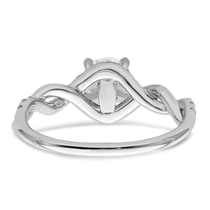 Exclusive 14K White Gold Twisted Semi-Mount Ring for 5/8 Carat Stone - Stylish Design with 1/4 Carat Diamonds-5
