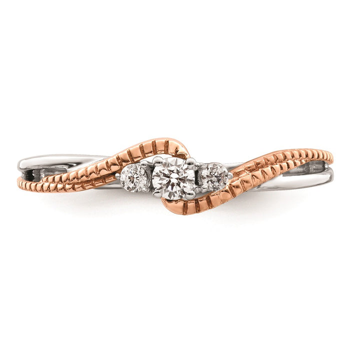Designer 14K White & Rose Gold 3-Stone Engagement Ring - 1/8 Carat Diamonds, Affordable Price-4