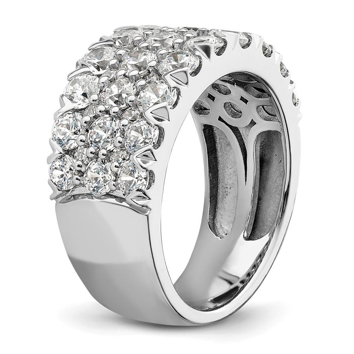 Buy 14K White Gold Triple Row Band with 3 Carat Lab Grown Diamond - Luxury Style-6