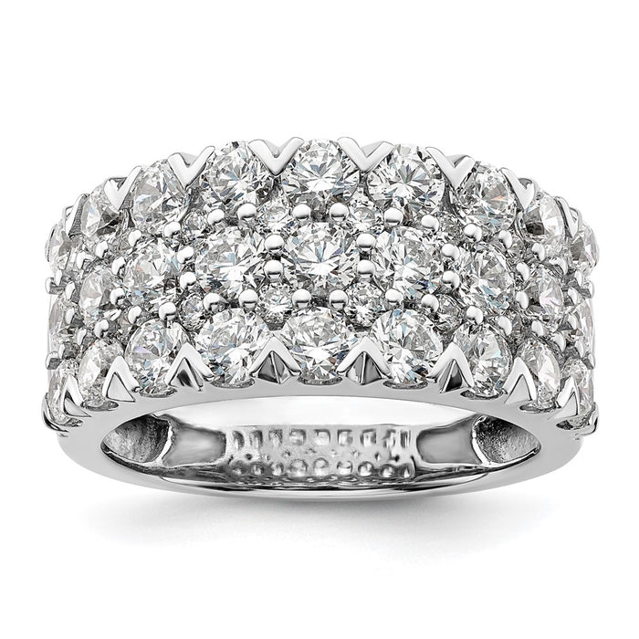 Buy 14K White Gold Triple Row Band with 3 Carat Lab Grown Diamond - Luxury Style-1