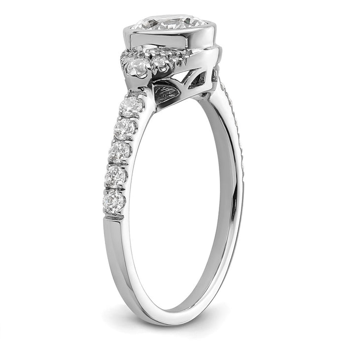 Buy 14K White Gold Halo Engagement Ring - 1 Carat Round Bezel, Stylish Value!-6