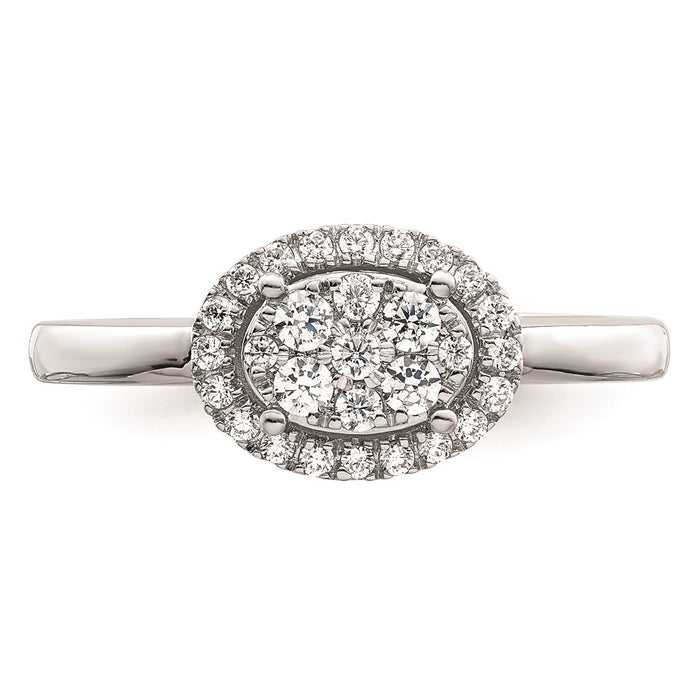 Buy 14K White Gold Oval Halo Cluster Engagement Ring - 1/3 Carat Diamond, Luxury Style-4