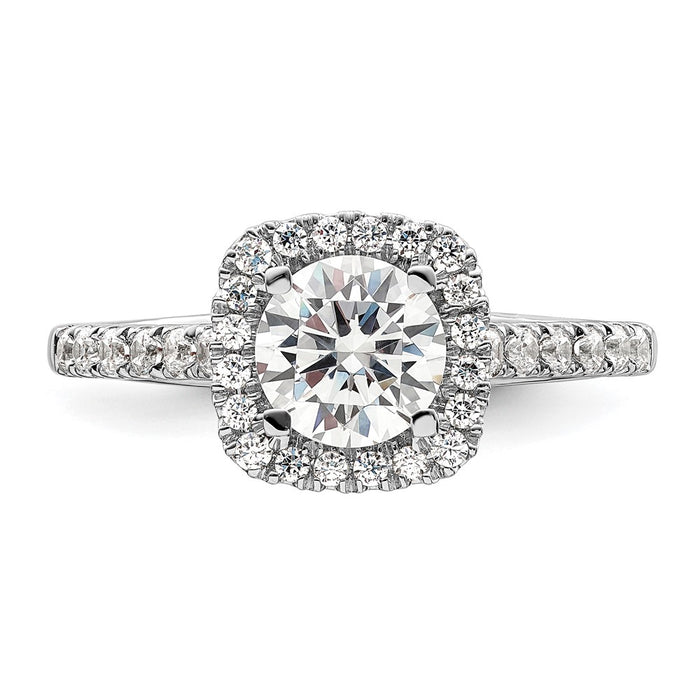 Buy Affordable 14K White Gold Halo Engagement Ring for 1 Carat Center, 6.5mm-4