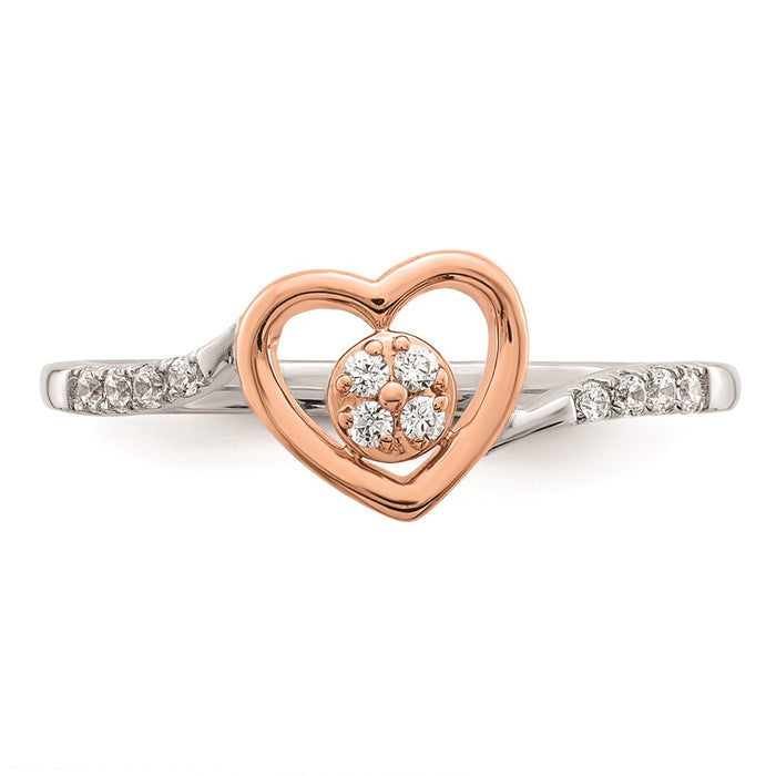 Buy Exclusive 14K White & Rose Gold Heart Cluster Engagement Ring, 1/10 Carat Diamond - Stylish Luxury!-4