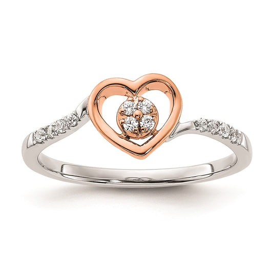Buy Exclusive 14K White & Rose Gold Heart Cluster Engagement Ring, 1/10 Carat Diamond - Stylish Luxury!