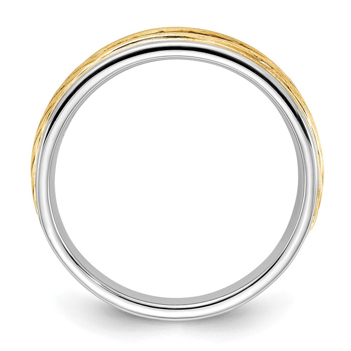 Buy Stylish 14K Two-Tone Men's Channel Band with 1/6 Carat Diamonds-2