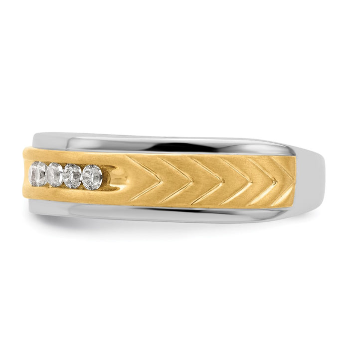 Buy Stylish 14K Two-Tone Men's Channel Band with 1/6 Carat Diamonds-3