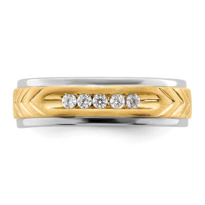 Buy Stylish 14K Two-Tone Men's Channel Band with 1/6 Carat Diamonds-4