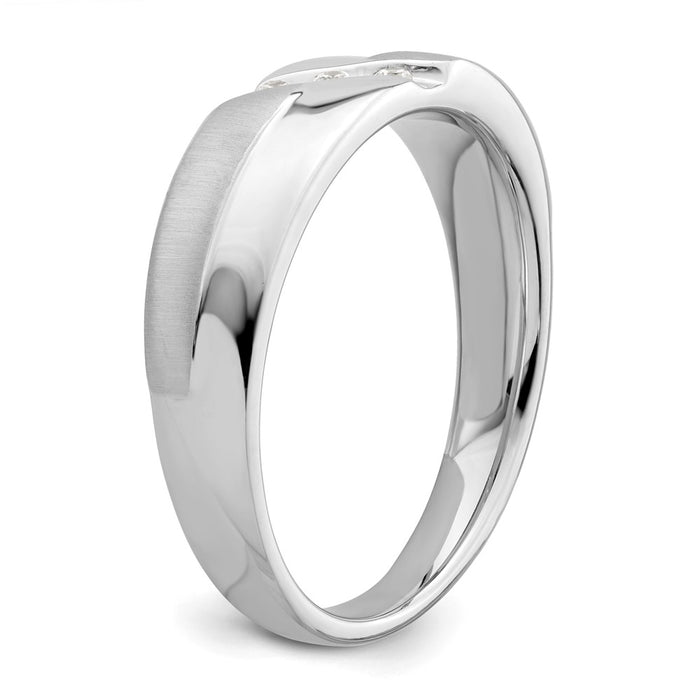 Buy Exclusive 14K White Gold Men's Band with 3-Stone Design & Diamonds-6