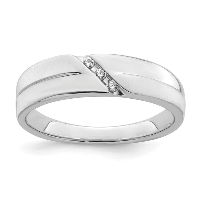 Buy Exclusive 14K White Gold Men's Band with 3-Stone Design & Diamonds-1
