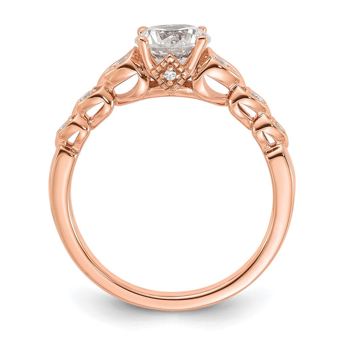 Buy Stylish 14K Rose Gold Semi-Mount Engagement Ring with Diamond Accents-2