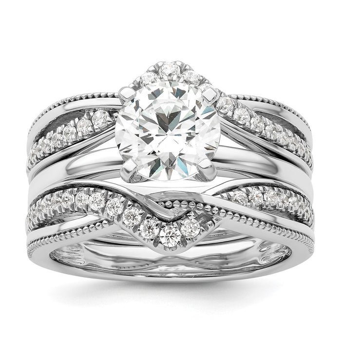 Buy Stylish 14K White Gold Milgrain Diamond Enhancer Ring - Luxury Value-7