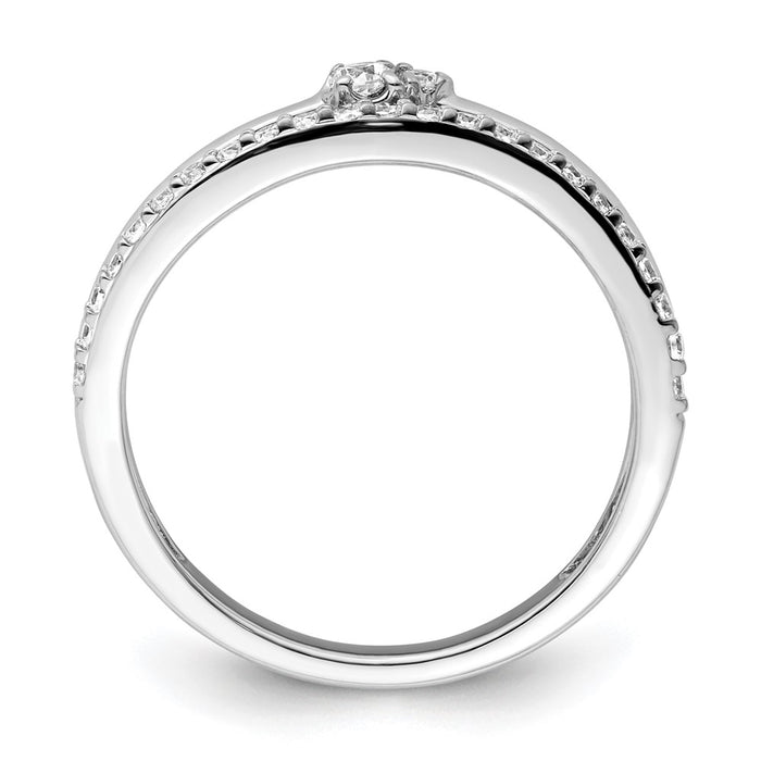 Buy Stylish 14K White Gold Double Band Diamond Ring - Luxury Fashion-2