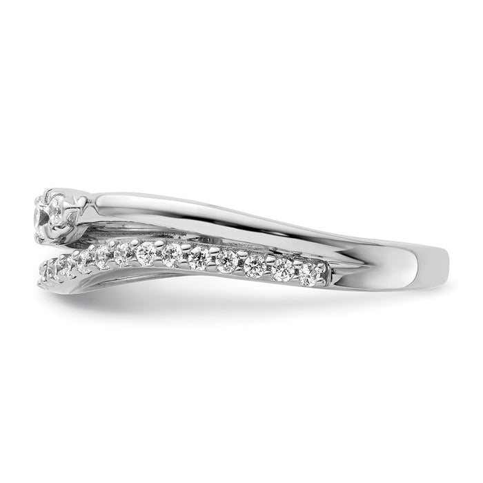 Buy Stylish 14K White Gold Double Band Diamond Ring - Luxury Fashion-3