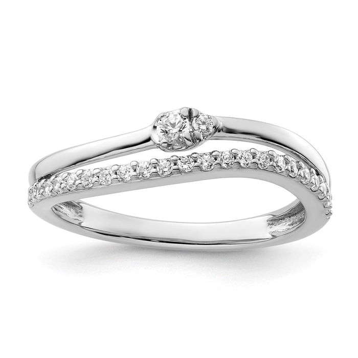 Buy Stylish 14K White Gold Double Band Diamond Ring - Luxury Fashion-1
