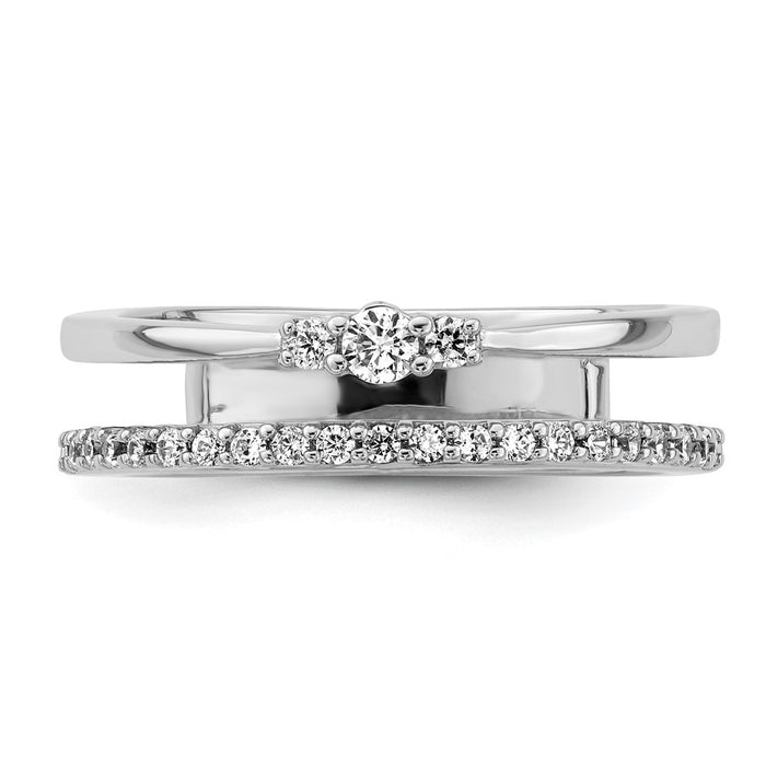Order Stylish 14K White Gold Double Band Diamond Ring - Luxury Design-4