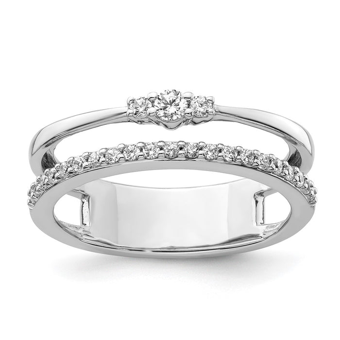 Order Stylish 14K White Gold Double Band Diamond Ring - Luxury Design-1
