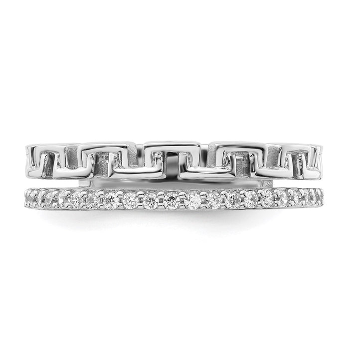 High-Quality 14K White Gold Double Band Diamond Ring | Stylish & Affordable-4