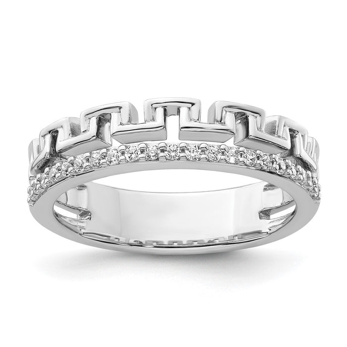 High-Quality 14K White Gold Double Band Diamond Ring | Stylish & Affordable-1