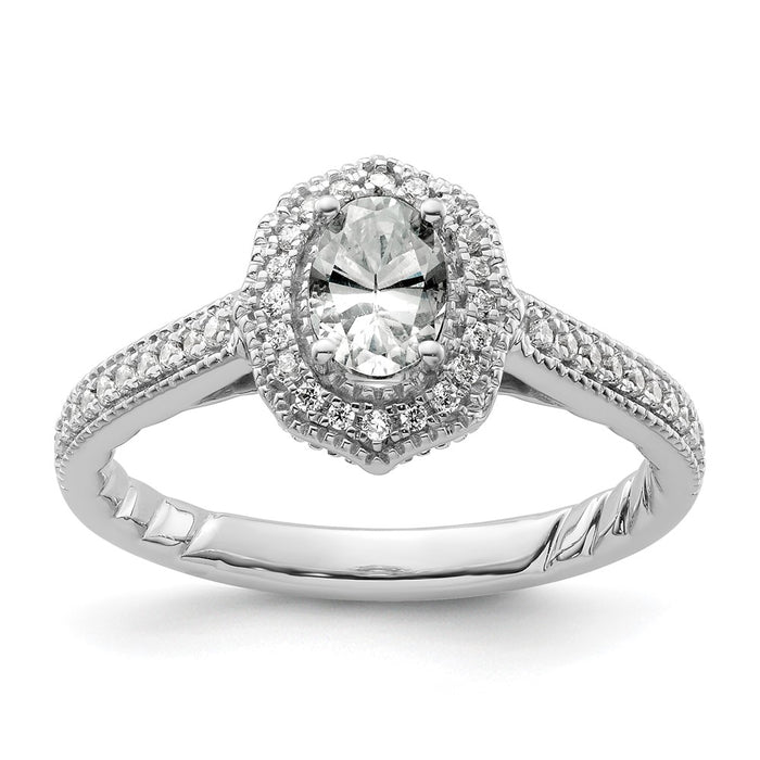 Buy Exclusive 14K White Gold Vintage Oval Halo Diamond Semi-Mount Ring-1