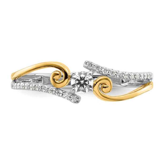 Buy Stylish 14K Two-Tone Bypass Diamond Engagement Ring - 1.5 Carats-4