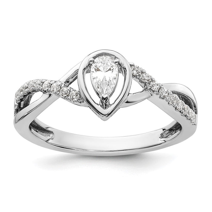 High-Quality 14K White Gold Pear-Cut Diamond Engagement Ring - Stylish Value-7