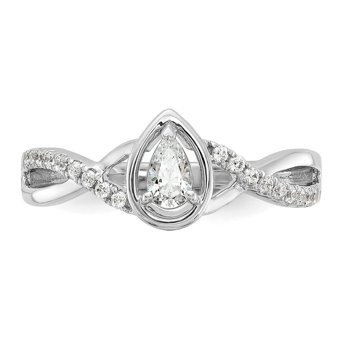 High-Quality 14K White Gold Pear-Cut Diamond Engagement Ring - Stylish Value-4