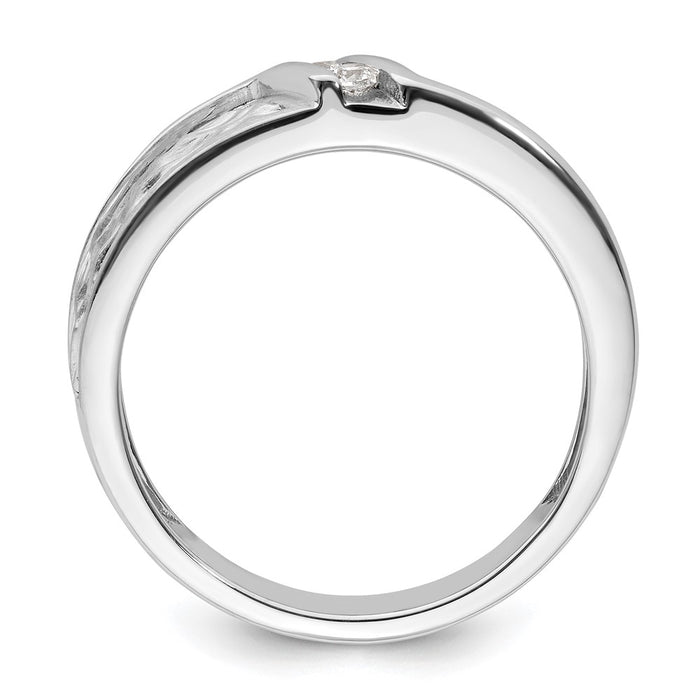 Buy Stylish 14K White Gold Hammered Diamond Men's Wedding Ring - 8mm-2