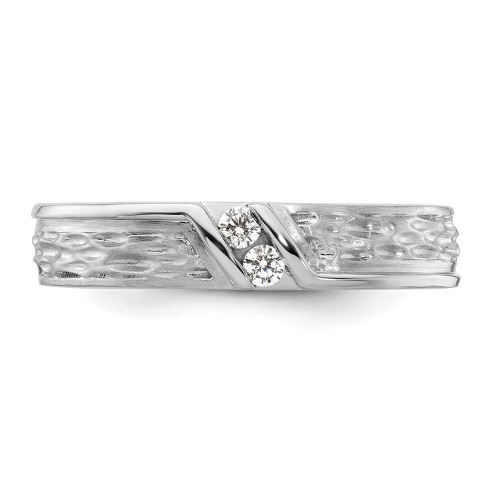 Buy Stylish 14K White Gold Hammered Diamond Men's Wedding Ring - 8mm-4