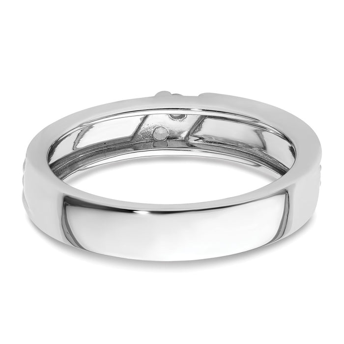 Buy Stylish 14K White Gold Hammered Diamond Men's Wedding Ring - 8mm-5