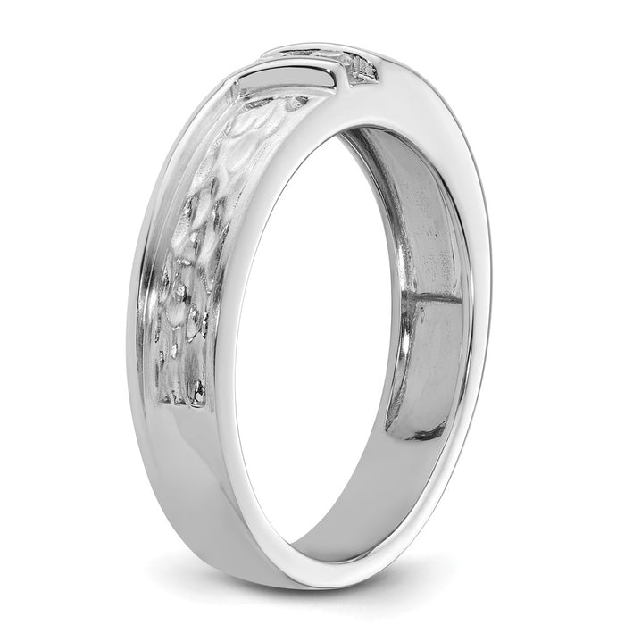 Buy Stylish 14K White Gold Hammered Diamond Men's Wedding Ring - 8mm-6