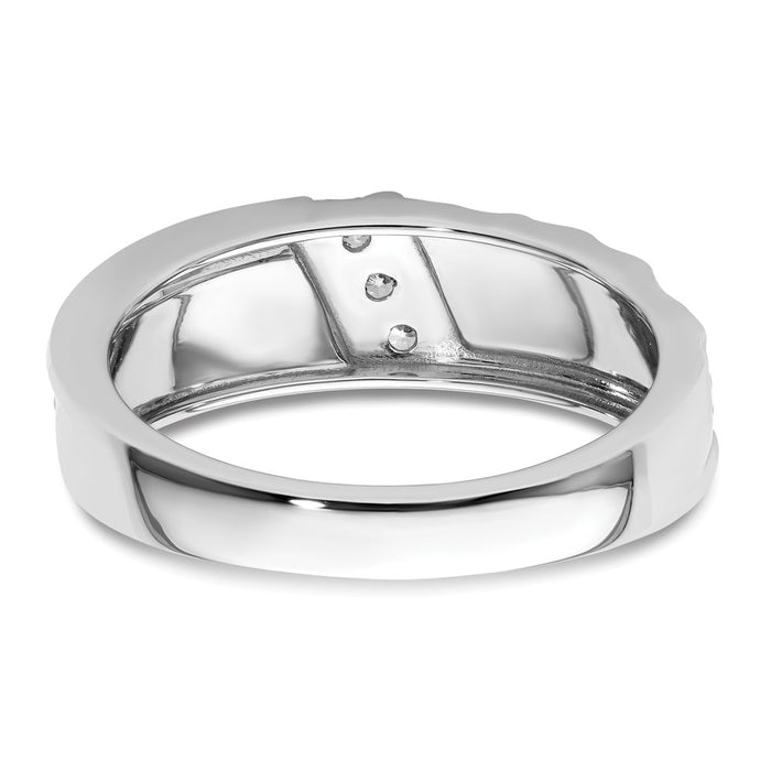 Buy Exclusive 14K White Gold Men's Wedding Ring - Polished, Satin, Hammered Finish-5